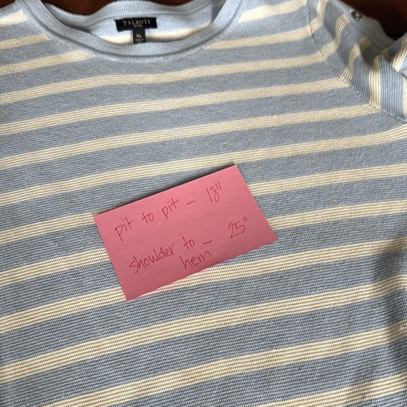 Talbots Striped Coastal Blue Crewneck Sweater Size MP - Picture 4 of 4